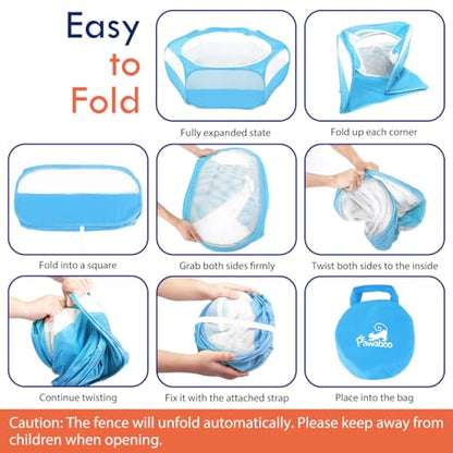 Pawaboo Small Animals Playpen, Waterproof Small Pet Cage Tent with Zippered Cover, Portable Outdoor Yard Fence with 3 Metal Rod for Chick/Kitten/Puppy/Guinea Pig/Rabbits/Hamster/Chinchillas,Light Blue - color: C-Light Blue
