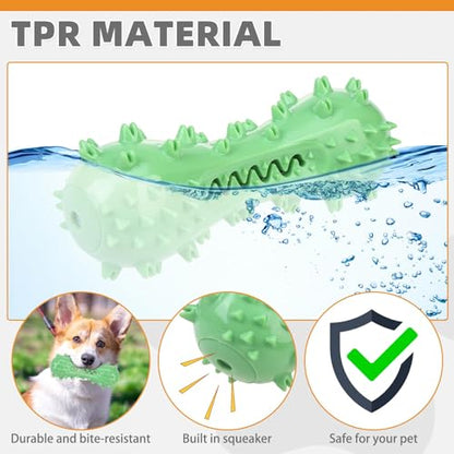 KOOLTAIL Floating Dog Toys for Swimming Pool,Summer Bumper Toy for Water,Indestructible Dog Toothbrush Chew Toy,Interactive Training Squeaky Toys for Aggressive Chewers Small Medium Large Dogs,Green - color: Green