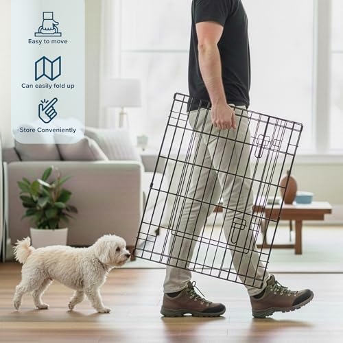 Dog Playpen - Foldable Metal Exercise Puppy Play Pen with 8 24x30in Panels - Indoor/Outdoor Pen with Door for Dogs, Cats or Small Animals by PETMAKER - size: 24" X 30"
