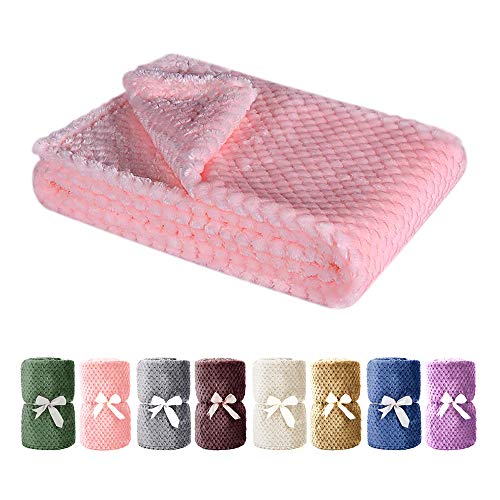 Dog Blanket,Soft Fuzzy Blankets for Puppy, Premium Fluffy Blankets Plush Fleece Throw Dog Bed, Couch, Sofa, Reversible Travel Warm Covers, Medium - color: Pink, size: M（30x40 inches）