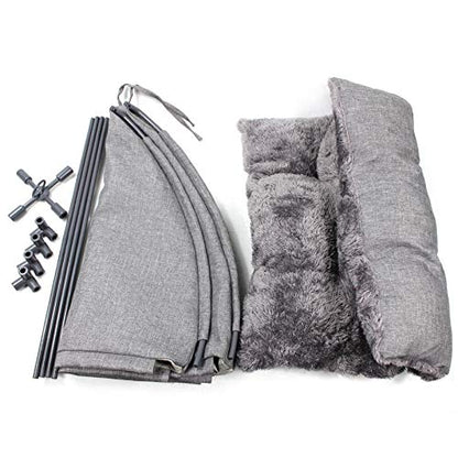 Winsterch Cat Bed Cave for Indoor Cats, Small Pet Tent Cave for Cats, Kittens, and Small Dogs, Warming Cat House with Removable Washable Cushion (18.5'‘ x 18.5’' x 15.8'', Grey) - color: Grey
