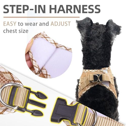 PUPTECK Dog Harness and Leash Set for Small Medium Dogs No Pull Step-in Soft Mesh Puppy Cat Vest Harnesses Reflective at Night, Beige L - color: #1 Beige(Basic Mesh), size: L(CHEST 18"-20", 16.5-22 lbs)