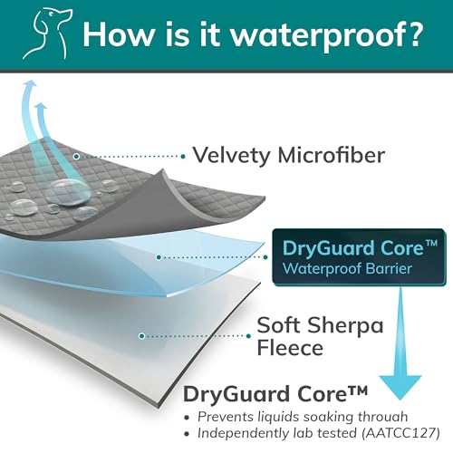 Waterproof Dog Blanket Washable – Leakproof XL Dog Blanket for Big Couch, Sectional & Car, Reversible - Gray Microfiber & Gray Sherpa Fleece, 47x57 Inches. - color: Gray Microfiber/Gray Sherpa, size: XL (47" x 57")