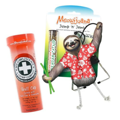 Meowijuana Jump 'n' Jamb Door Hanging Cat Toy | Sloth | Refillable Interactive Catnip Toy | Promotes Play and Cat Health | Includes Potent Catnip Grown in North America - color: Sloth Bundle