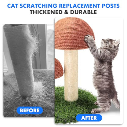 PowerKing Thick Natural Sisal Replacement Scratching Post,15.7" Length, 4.5" Thick, 2Pcs M8 Cat Scratch Post Refill Poles, Ideal for Refurbishment, Includes Screws, White - color: White, size: 15.7''+15.7'' (4.5'' Thick)