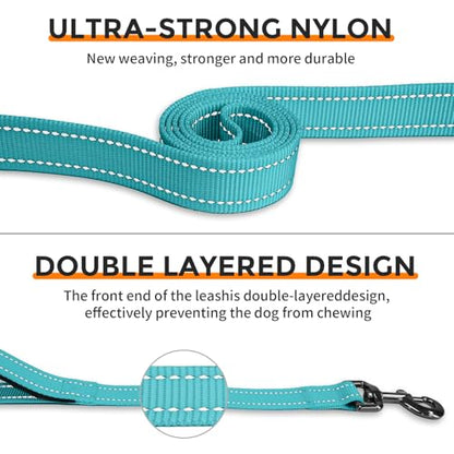 Hands Free Dog Leash by Kazazoo, Adjustable 6-9 FT Waist & Crossbody Leash with Quick Off Buckle, Reflective Stitches for Walking, Jogging,Medium to Large Dogs & Puppies Green-L - color: Green, size: L