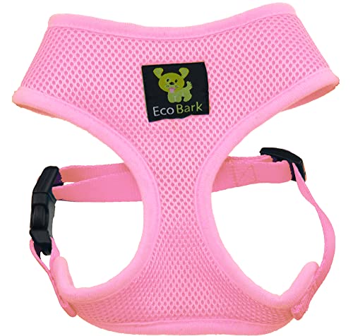 EcoBark Dog Harness - Eco-Friendly Max Comfort Harnesses - Luxurious Soft Mesh Halter - Over the Head Harness Vest- No Pull and No Choke for Puppy, Toy Breeds & Small Dogs (Small, Baby Pink) - color: Baby Pink