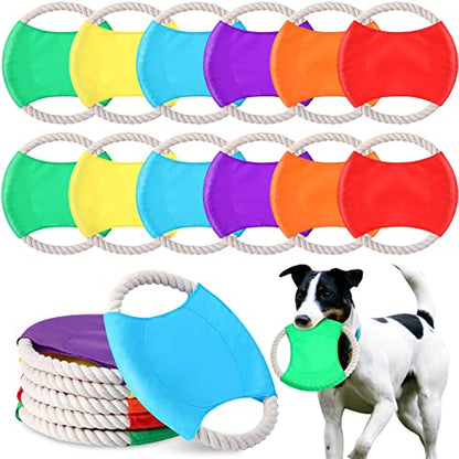 36 Pieces Flying Disc Dog Rope Toys Dog Toy Dog Training Toy Assortment Puppy Chew Rope Toy for Large Medium Small Breeds Pet Training Throwing Playing and Teething Clean