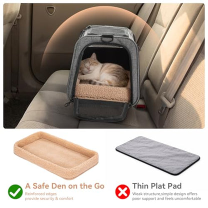 PETSFIT Soft-Sided Cat Carrier with Patented Safety Buckles, Lockable Zippers & Safety Tether,Escape-Resistant Travel Pet Carrier for Car Rides & Vet Visits, Airline Approved Under-Seat, Up to 12 lbs - color: Gray, size: Medium
