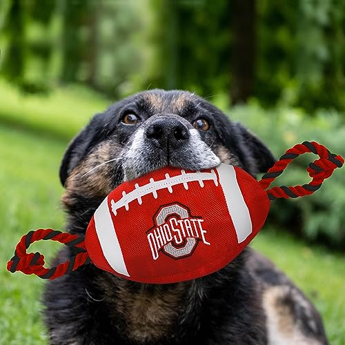 Pets First NCAA Ohio State Buckeyes Football Dog Toy, Tough Quality Nylon Materials, Strong Pull Ropes, Inner Squeaker, Collegiate Team Color (OH-3121) - color: Ohio State Buckeyes