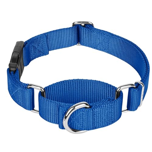 Martingale Collar for Dogs with Quick Release Buckle, Heavy-Duty Solid Color Nylon Training Collars - Adjustable No-Slip Design for Medium & Large Dog - color: Royal Blue, size: L【17.75—22.75in】