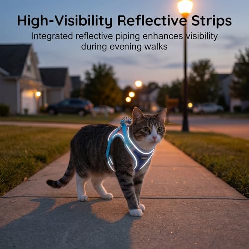 Cat Harness and Leash, Escape-Proof Cat Harness Set, Adjustable Step-in Pet Harness for Walking for Small Medium Cats (Pink, M)