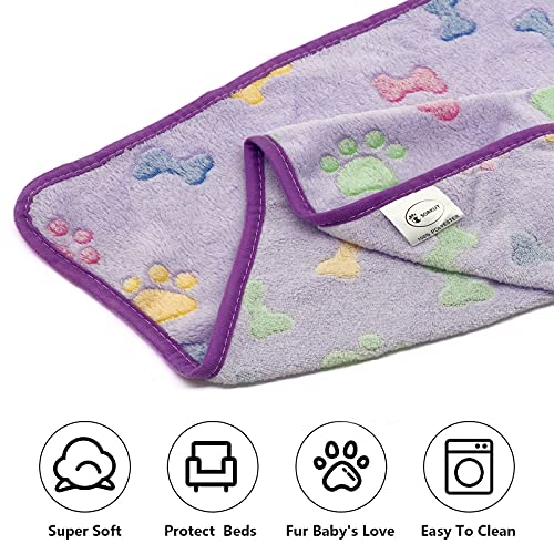 1 Pack 3 Puppy Blankets Super Soft Warm Sleep Mat Bone Print Cute Blanket Fluffy Premium Fleece Pet Blanket Flannel Throw Dog Blankets for Small Dogs Puppy Cat,Medium(29"x20") - color: Mix Bone Series, size: Medium(29"x20")
