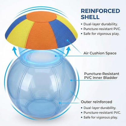 10/18/22" Herding Ball for Dogs & Horses - Tear-Resistant Inflatable Toy with Heavy-Duty Handle Cover & Pump - Durable Exercise Ball for Large Pets (Small) - size: Small