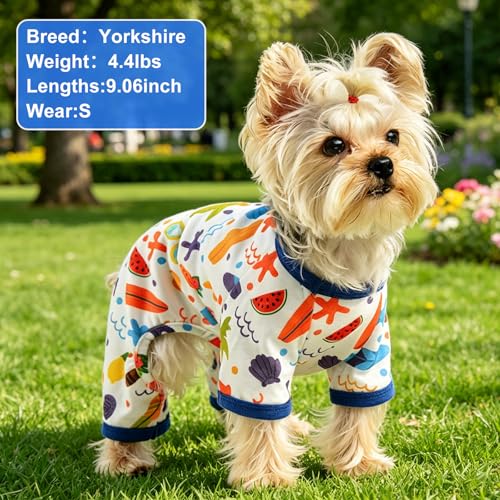 Dog Pajamas Pjs Fall Summer Dog Clothes for Small Dogs Girl - Boy - Medium Size Dogs, Soft Stretchy Puppy Clothes Doggie Onesies Cat Pet Jammies Outfit (Beach, Large) - color: Beach, size: Large (10-15)