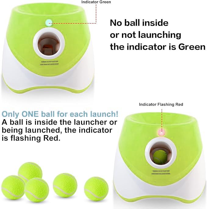 MEKAPLE Automatic Dog Ball Launcher, Dog Ball Thrower Machine with 10-30Ft 3 Launching Distance, Interactive Toys for Small Dogs Indoor & Outdoor with 15 Mini Tennis Balls-2 Inch Light Green - color: Light Green