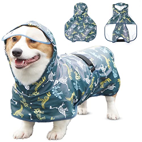 Dog Raincoat for Small Dogs, Dog Rain Jacket with Clear Hooded, Waterproof Dog Rain Coat with Adjustable Belly Strap, Dogs Safety Vest for Outdoor Adventures Walking(Green,S) - color: Green, size: Small(Label Size:L)