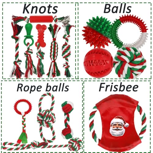 Dog Toys 15 Pack for Teeth Cleaning and Fun, Puppy Teething Chew Toy with Gift Box, Variety Tug Rope Balls & Rubber Rings Bulk for Puppies - color: Ligth Blue