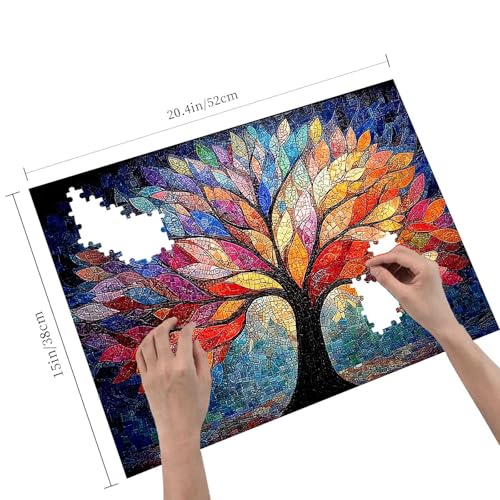 500 Pieces Jigsaw Puzzles for Adults Rainbow Tree of Life Art Puzzle, Stress Relief Concentration Training Brain Teaser Puzzle 20.4x15 Inch - color: Wooden Puzzle1, size: 500 Piece pcs