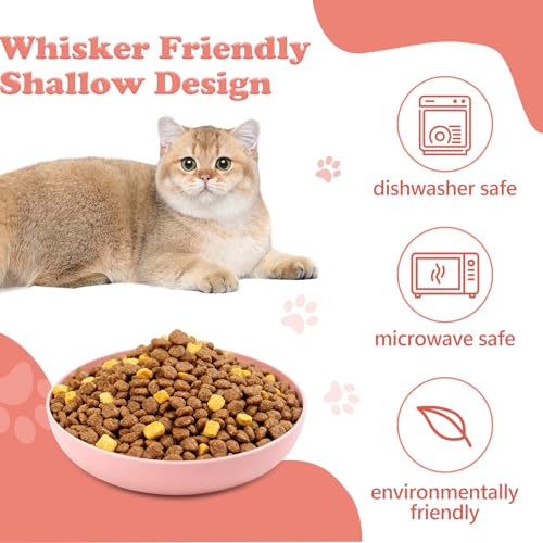 [12 Pack] Cat Dishes Whisker Friendly, Shallow Wide Pet Food and Water Bowl, 5.5 Inch Cat Food Dish, Friendly Wet Feeding Bowl, Durable Wheat Straw Pet Bowls, Pet Plate for Kittens (Indoor/Outdoor) - size: 12 Pack