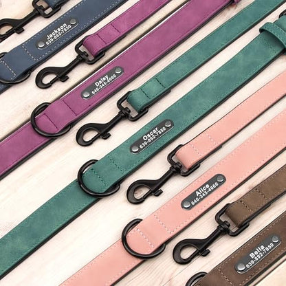 Didog Custom PU Leather Dog Collars with Personalized Engraving Nameplate,Personalized Padded Dog Collars Engraved for Small Medium Dogs,Green,M Size - color: Green, size: M: Fit 11-14"Neck