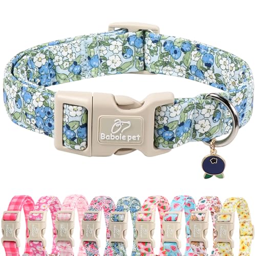Blueberry Pattern Dog Collar, Cute Light Blue Spring Summer Puppy Collar - Soft Adjustable Designer Dog Collars for Small Medium Large Dogs XS - color: Blueberry, size: XS