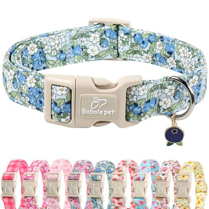 Blueberry Pattern Dog Collar, Cute Light Blue Spring Summer Puppy Collar - Soft Adjustable Designer Dog Collars for Small Medium Large Dogs XS - color: Blueberry, size: XS