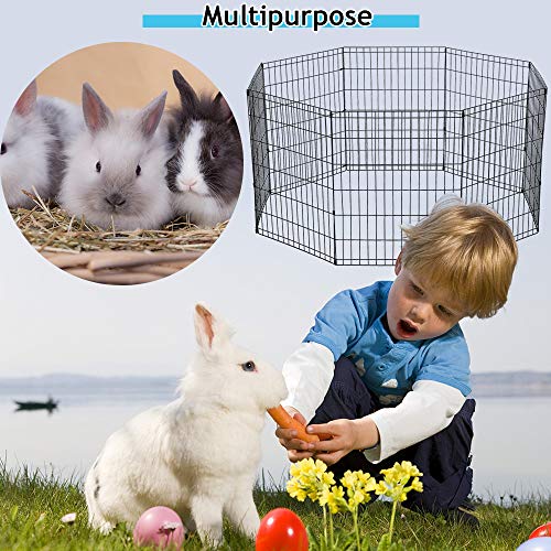 Pet Dog Playpen 8 Panel 24" Metal Portable Foldable Indoor Outdoor Cat Puppy Exercise Pen Animal Wire Yard Dog Fence Crate Kennel for Small Medium Large Dogs Black - size: 24"x8 Panels