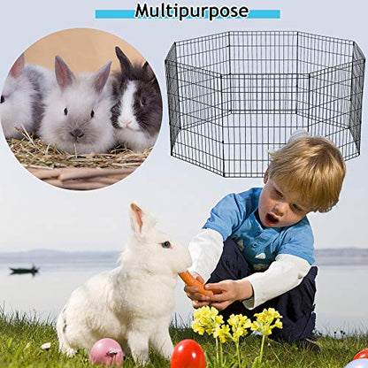 Pet Dog Playpen 8 Panel 24" Metal Portable Foldable Indoor Outdoor Cat Puppy Exercise Pen Animal Wire Yard Dog Fence Crate Kennel for Small Medium Large Dogs Black - size: 24"x8 Panels
