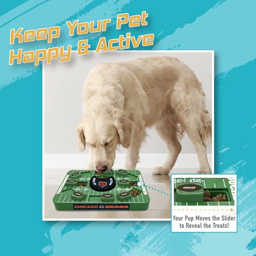 Pets First NFL Chicago Bears Large Puzzle Toy, New Size, Interactive Dog Treat & Slow Feeding Toy - color: CHICAGO BEARS, size: Large