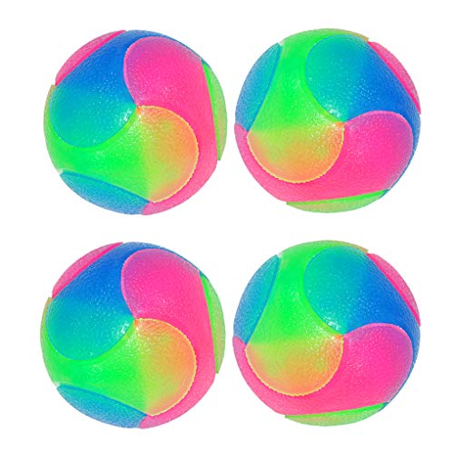 4 pcs Light Up Dog Balls Flashing Elastic Ball Glow in The Dark Interactive Pet Toys for Puppy, Cats, Dogs - color: 4 pcs smooth balls