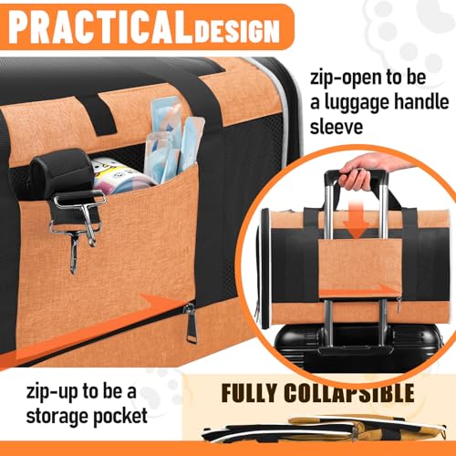 GAPZER Large Cat Carry Bag, Soft Shell Shih-Tzu Pet Transport Crate, 18x12x12 Top Opening Maltese-Dog Traveling Mesh Kennel 10 Pound, Big Bunny Rabbit Carrying Case Animal Carrier Kitty Product Orange - color: Orange
