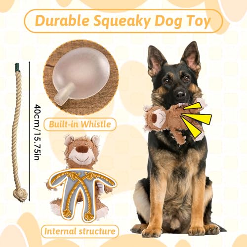MAXBECK Dog Companion for Heavy Chewers- Indestructible Robust Bear Dog Toy, Resistant Squeaky Dog Toys for Heavy Chewers, Unbreakable Stuffed Plush Dog Toys for Aggressive Chewers (F-Oak+Purple) - color: F-Oak+Purple
