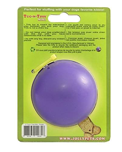 Jolly Pets Tug-n-Toss Heavy Duty Dog Toy Ball with Handle, 3 Inches/Mini, Purple (403 PR) - color: Purple, size: 3 in/Mini