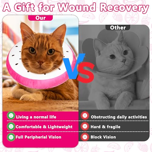 Cat Cone Collar Soft, Adjustable Cat Recovery Cone to Stop Licking, Cute Kitten Donut Collar After Surgery, Elizabethan Collars for Kittens, Lightweight Cats Neck Cones (Dragonfruit, Medium) - color: Dragonfruit, size: Medium