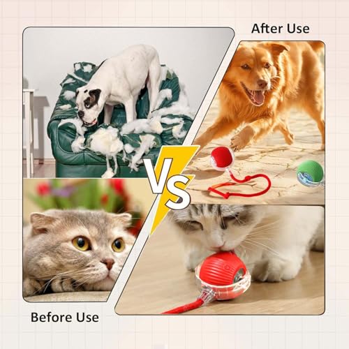 2 PCS Interactive Cat Toy Rolling Ball Chewie Viral Dog Ball, Smart Automatic Rolling Pet Balls,Automatic Moving Electric Cat Toy - color: Color1