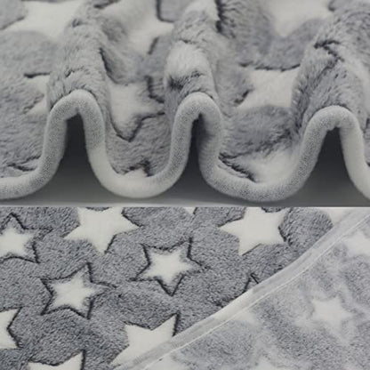 1 Pack 3 Puppy Blankets Cat Dog Blankets Super Soft Warm Sleep Mat Grey Star Cute Print Blanket Fluffy Fleece Pet Blanket Flannel Throw for Small Dogs Puppy Dogs Cats Small(23"x15") - color: Star/Series, size: Small(23"x15")