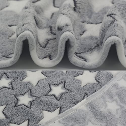 1 Pack 3 Puppy Blankets Cat Dog Blankets Super Soft Warm Sleep Mat Grey Star Cute Print Blanket Fluffy Fleece Pet Blanket Flannel Throw for Small Dogs Puppy Dogs Cats Medium(29"x20") - color: Star/Series, size: Medium(29"x20")
