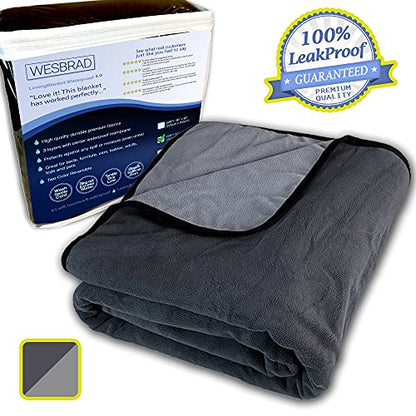 100% Leak Proof, Waterproof, Totally Pee Proof, EZ-Wash, Durable, 3 Layer Blanket (Slate Grey/Cool Grey, Large 80"x60") Adults, Pets, Dogs, Cats, Cozy Soft - size: Large 80"x60"
