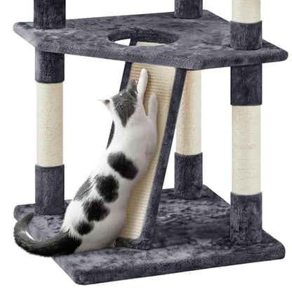 Yaheetech Multi-Level Cat Trees Cat Towers 79in Cat Tree for Indoor Cats with Sisal-Covered Scratching Posts, Plush Perches and Stable Condo for Kittens, Cats and Pets, Dark Gray - color: Dark Gray