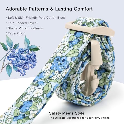 Blueberry Pattern Dog Collar, Cute Light Blue Spring Summer Puppy Collar - Soft Adjustable Designer Dog Collars for Small Medium Large Dogs XS - color: Blueberry, size: XS