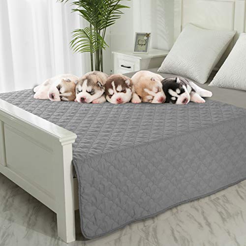 Dog Blankets for Couch Protection Waterproof Dog Bed Covers Pet Blanket Furniture Protector (Grey+Beige, 82"x120") - color: Grey+beige, size: 82"x120"