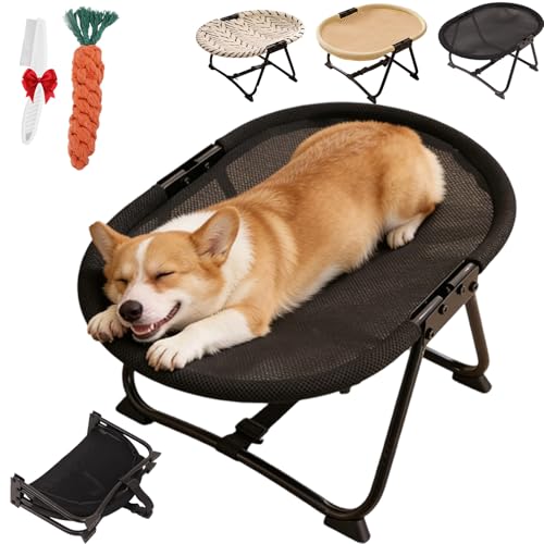 Elevated Pet Bed, Foldable Indoor Cats Raised Bed with Metal Frame, Portable Breathable Non Slip Cot Hammock, Cooling Raised Pet Cot with Breathable Mes, Sleeping Platform for Dogs and Cats (A) - color: A