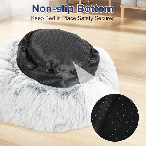 Soothing Guinea Pig Hideout, Doughnut Guinea Pig Bed with Hooded Cover, Washable Hamster Rabbit Bunny Bed, Washable Round Cave Beds for Small Animal Bunny Rabbit Hideout (Grey) - color: Grey