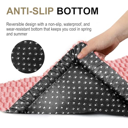 Dog Bed Crate Mat, Soft Durable Washable Anti-Slip Kennel Pad for Dogs & Cats, Reversible (Pink, S(24"*18"*1.5")) - color: Pink, size: S(24"*18"*1.5")
