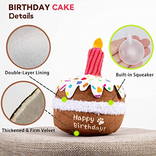 lilfrd Dog Birthday Toy, Birthday Cake Toys for Puppy Gifts, Squeaky Plush Dog Toys - style: Birthday Cake