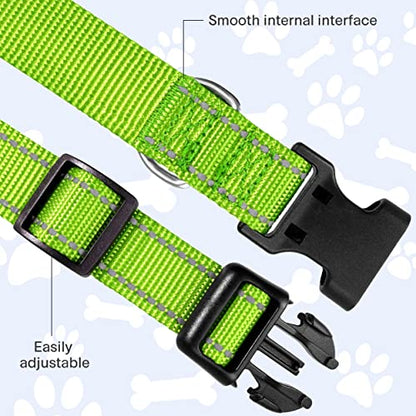 Reflective Dog Collar, Sturdy Nylon Collars for Puppy and Extra Small Girl and Boy Dogs, Adjustable Dog Collar with Quick Release Buckle,Green,5/8" Width - color: Green, size: X-Small Plus (Pack of 1)
