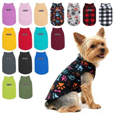 BEAUTYZOO XS Dog Sweaters, Soft Fleece Vest Pullover Dog Jacket with D-Ring Leash Attachment, Warm Winter Dog Clothes Cold Weather Doggy Chihuahua Sweater for Small Dogs Cats Boy or Girl, XSmall - color: BLACK PAW, size: X-Small