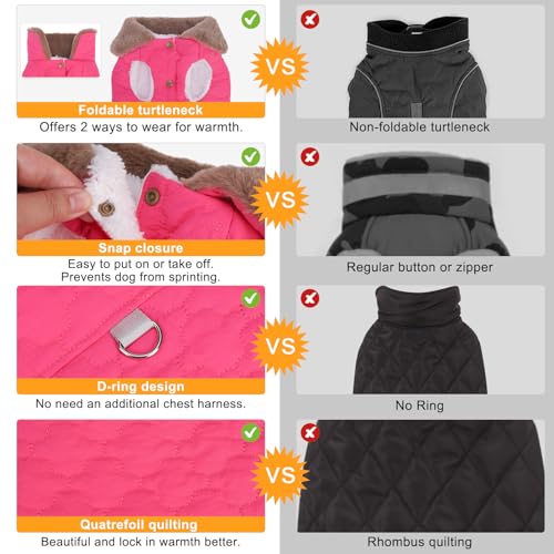 BEAUTYZOO Winter Dog Vest Coat with Harness Built in, Warm Puppy Jacket for Small Medium Dogs, Lightweight Cold Weather Small Dog Coat, Fleece Puffer Vest Windproof Snowproof Pet Clothes, Rose Pink XS - color: Rose Pink, size: XS (Back: 10",Chest: 15")