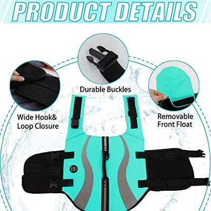 EMUST Dog Life Vests, Adjustable Dog Life Jackets for Small Dogs with Enhanced Buoyancy, Small Swim Vest with Durable Rescue Handle, Turquoise,XS - color: Turquoise, size: XS
